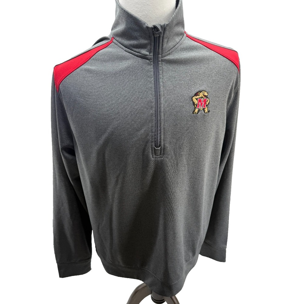 Knights Apparel Maryland Terrapins Quarter Zip Pullover Grey Mens Large‎